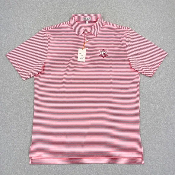 NEW Peter Millar Polo Shirt Large Striped Crown Sport County Louth Golf Ireland - Picture 2 of 12